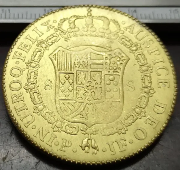 Colombia 8 Escudos Gold Plated Coin Replica - Image 2