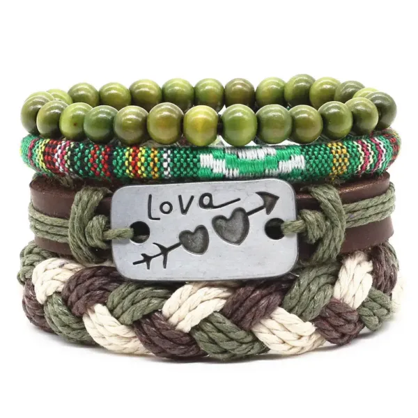 Multilayer Leather Charm Bracelets Set of 4 - Image 13