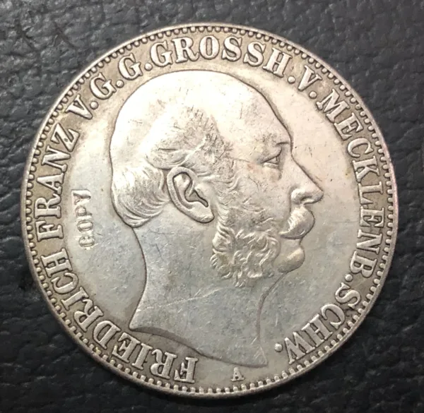 1867 Silver Plated Coin Mecklenburg-Thaler