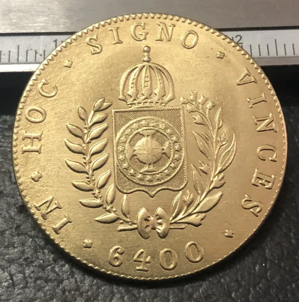 1833 Brazil Gold Copy Coin Replica - Pedro II - Image 2