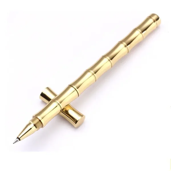 Luxury Bamboo Rollerball Pen with Golden Accents - Image 5