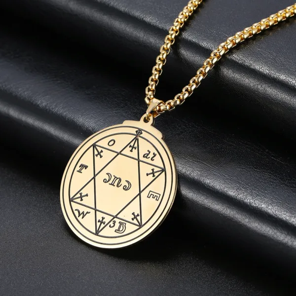 Gold Color Seal of Solomon Pendant Necklace - Image 9