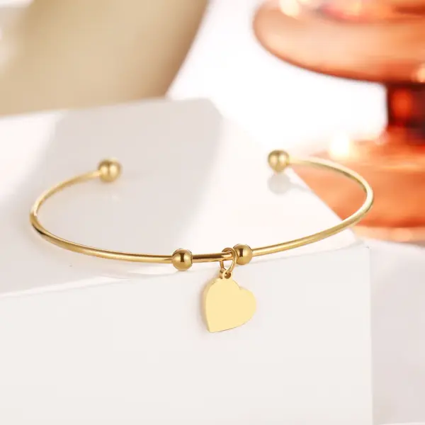 Gold Heart Cuff Bracelet for Women