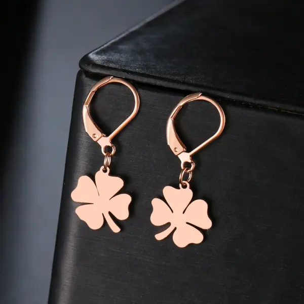 Clover Design Stainless Steel Dangle Earrings - Image 4