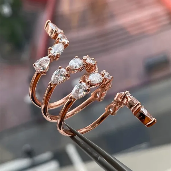 Resizable Rose Gold Zircon Snake Ring - Image 4