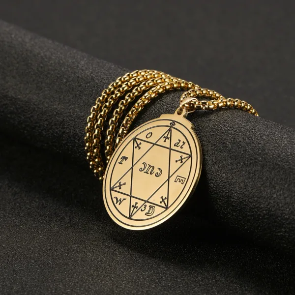 Gold Color Seal of Solomon Pendant Necklace - Image 5