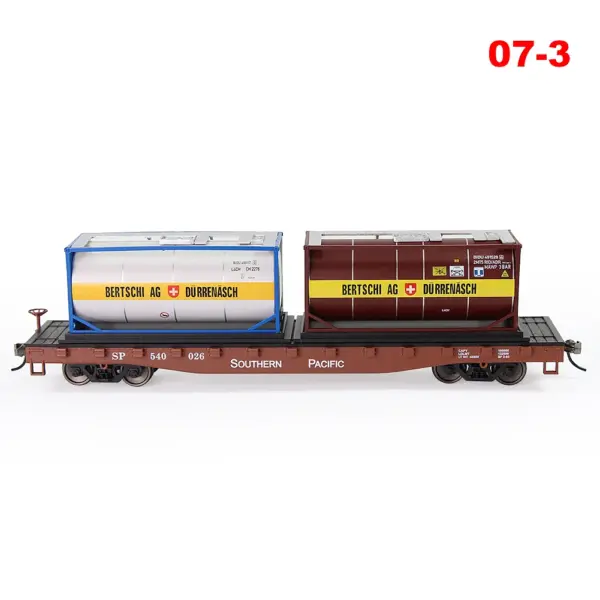 HO Scale 1:87 Flat Car with Shipping Containers - Image 12