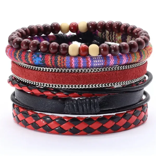 5 Pcs Leather Wrap Bracelets Set for All - Image 15