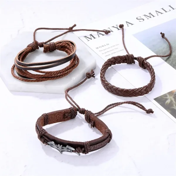 Vintage Animal Pattern Leather Bracelet for Men - Image 4