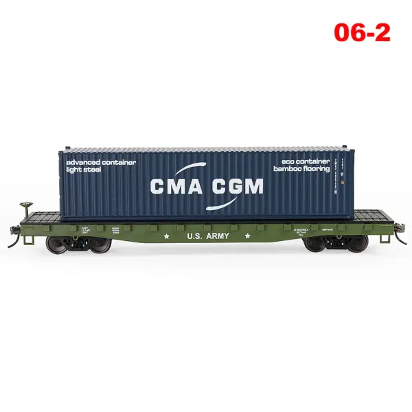 HO Scale 1:87 Flat Car with Shipping Containers - Image 14