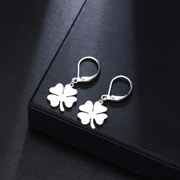 Clover Design Stainless Steel Dangle Earrings - Image 7