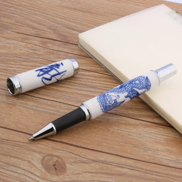 Ceramic Dragon Blue White Ballpoint Pen - Image 2