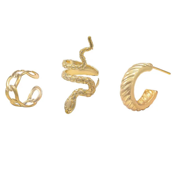 Vintage Gold Snake Clip Earrings for Women - Image 5