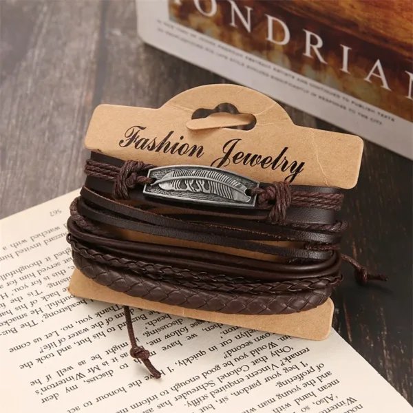 Fashion Multilayer Leather Bracelets Set - Image 3