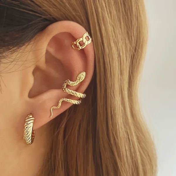 Vintage Gold Snake Clip Earrings for Women