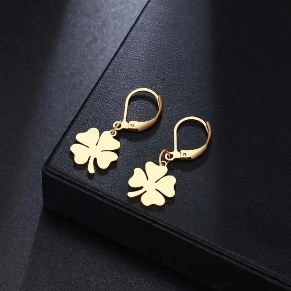 Clover Design Stainless Steel Dangle Earrings - Image 8