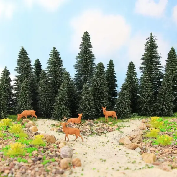 24pcs Miniature Pine Trees and Moose Set - Image 5