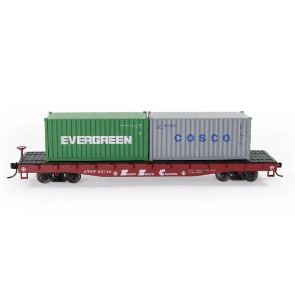 HO Scale 1:87 Flat Car with Shipping Containers - Image 20