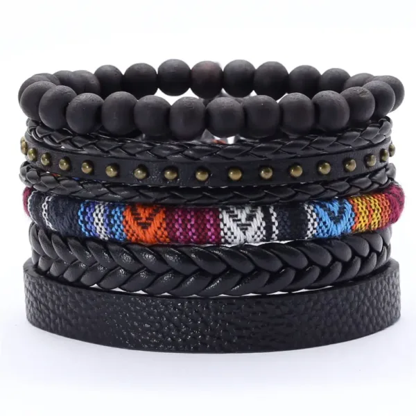 5 Pcs Leather Wrap Bracelets Set for All - Image 16