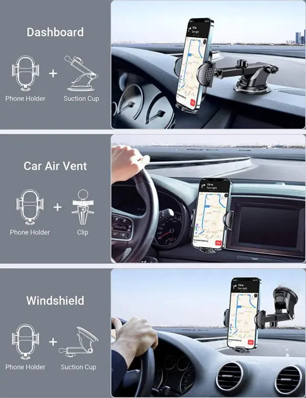 Universal Car Phone Holder with 360° Rotation - Image 2