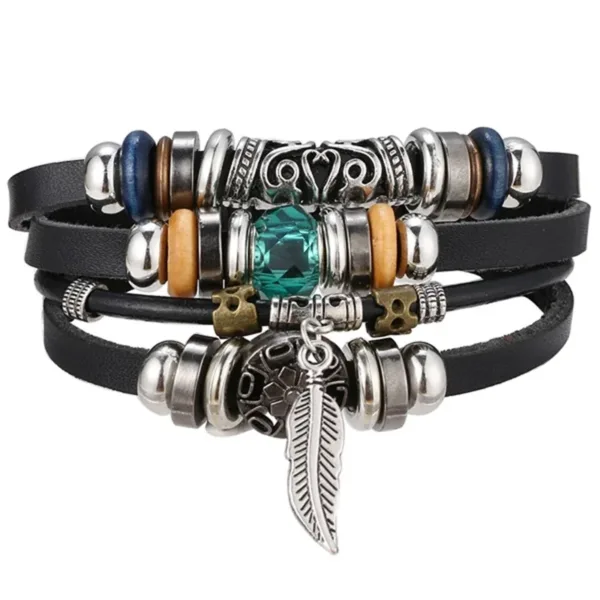 Vintage Wing Leather Charm Bracelet for All - Image 4