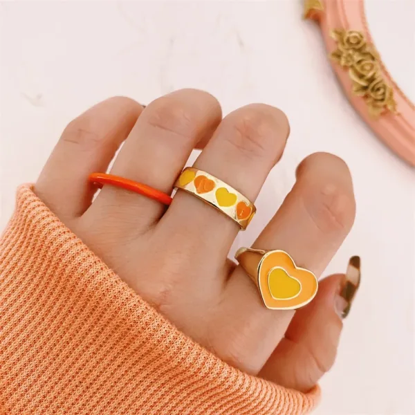 Vintage White Heart Ring Set for Women - Image 18