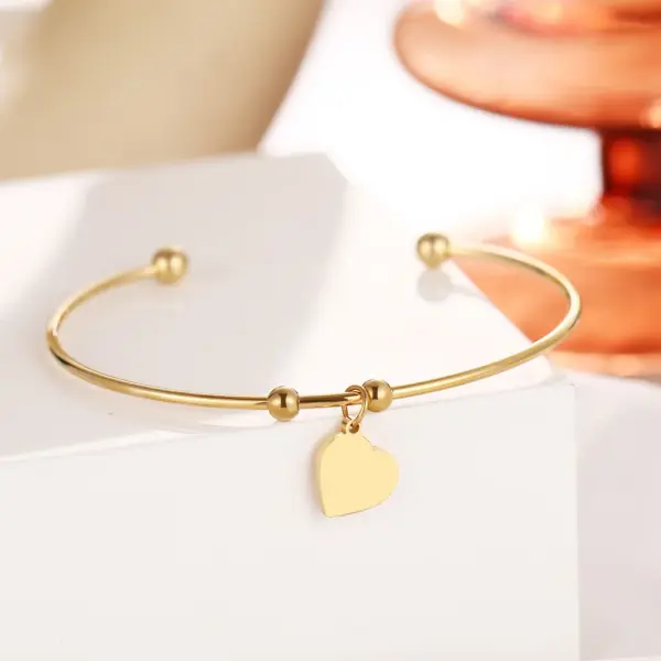 Gold Heart Cuff Bracelet for Women - Image 6