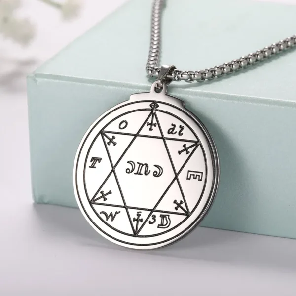 Gold Color Seal of Solomon Pendant Necklace - Image 4