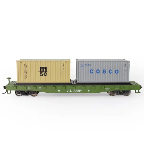 HO Scale 1:87 Flat Car with Shipping Containers - Image 18