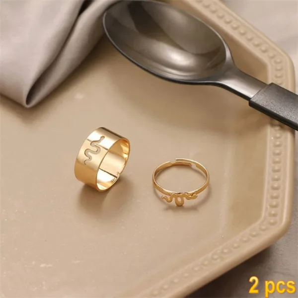 Trendy Butterfly Couple Rings Set for Lovers - Image 27