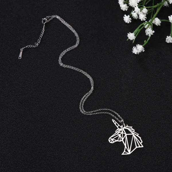 Unicorn Fox Crane Pendant Necklace for Women - Image 2