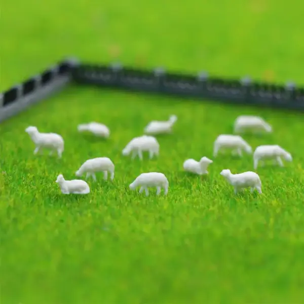 100pcs N Scale White Model Sheep Figures - Image 3