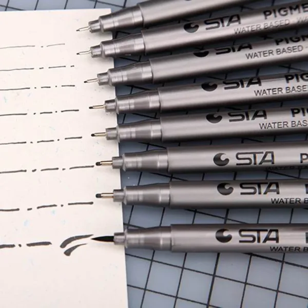 Waterproof Fine Brush Pen Set - 8 Sizes