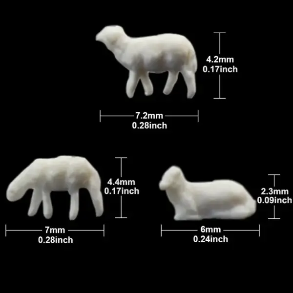 100pcs N Scale White Model Sheep Figures - Image 2