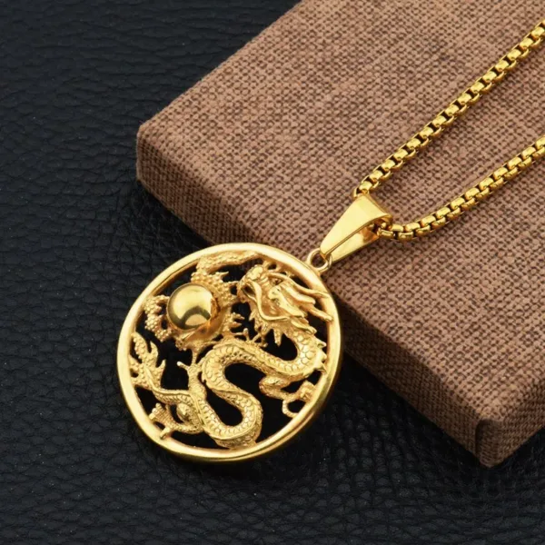 Lion Head Round Medal Pendant Necklace - Image 23