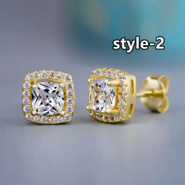 Geometric Cubic Zirconia Stud Earrings for Women - Image 3