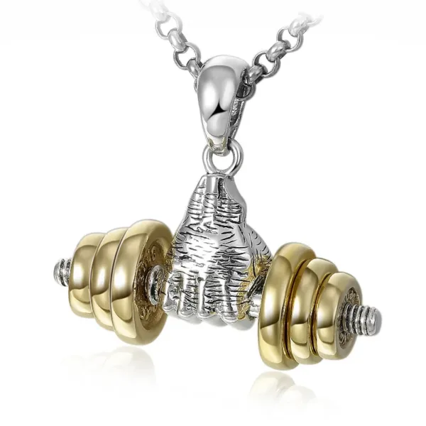 Fashion Barbell Dumbbell Pendant Necklace - Image 27