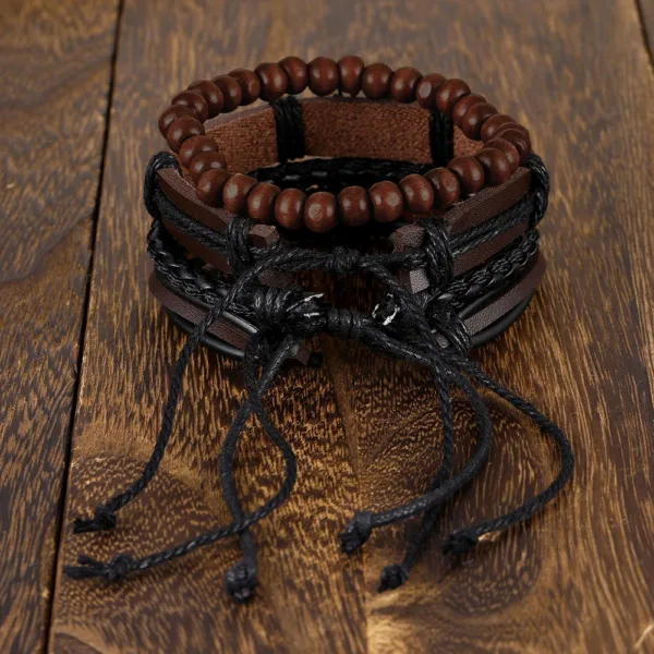 Braided Leather Bracelets Set for Men - Image 3