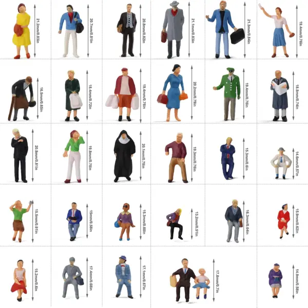 30pcs HO Scale Painted Passenger Figures Set - Image 2