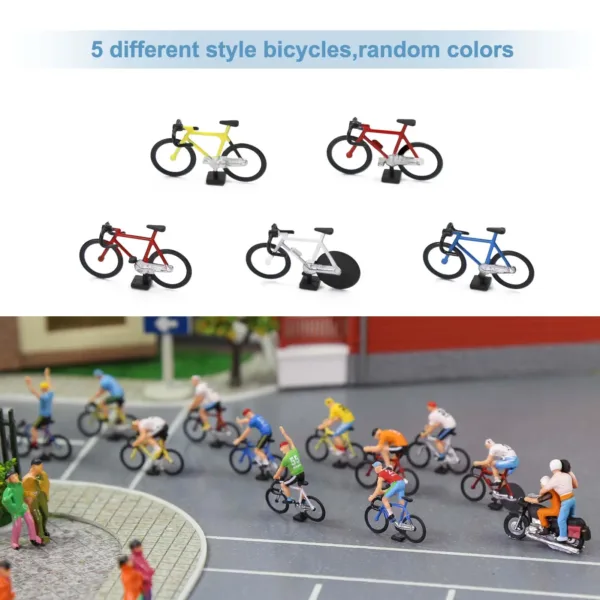 HO Scale 1:87 Cyclist Figurines Set - Image 2