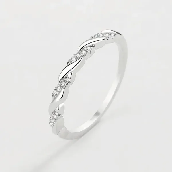 Brilliant Cubic Zirconia Wedding Band Ring - Image 15