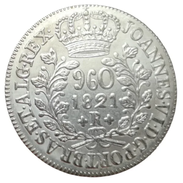 1821-R Brazil 960 Reis Silver Plated Coin