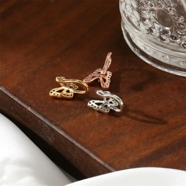 Crystal Butterfly Clip-on Nose Ring Earring - Image 6