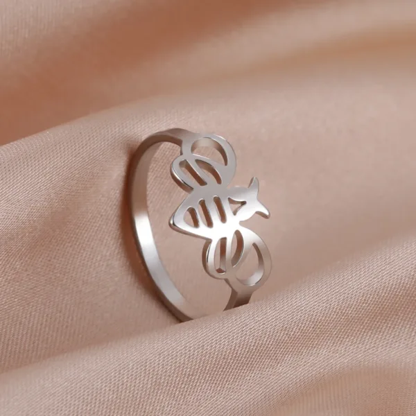 Cute Bee Stainless Steel Fashion Ring - Image 2