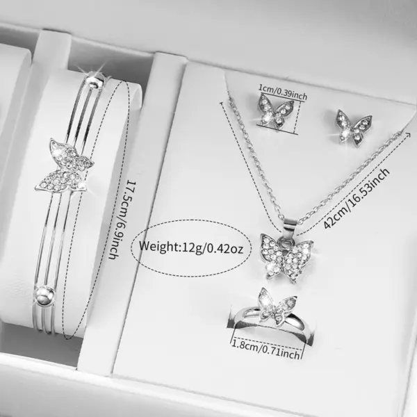 6PCS Women's Silver Jewelry Set with Watch - Image 6