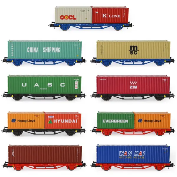 HO Scale Flat Car with 20ft and 40ft Containers