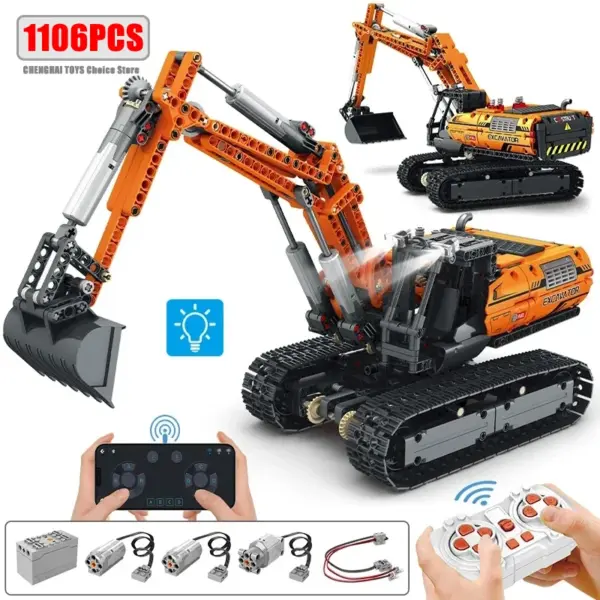 Remote-Controlled Excavator Building Blocks Set