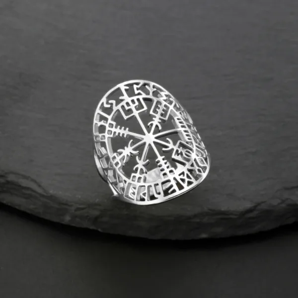 Nordic Rune Compass Stainless Steel Ring