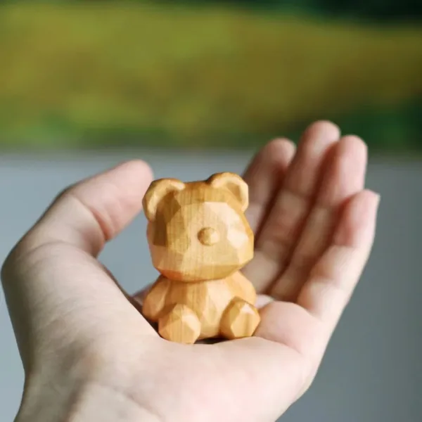 Cute Wooden Bear Figurine for Home Decor