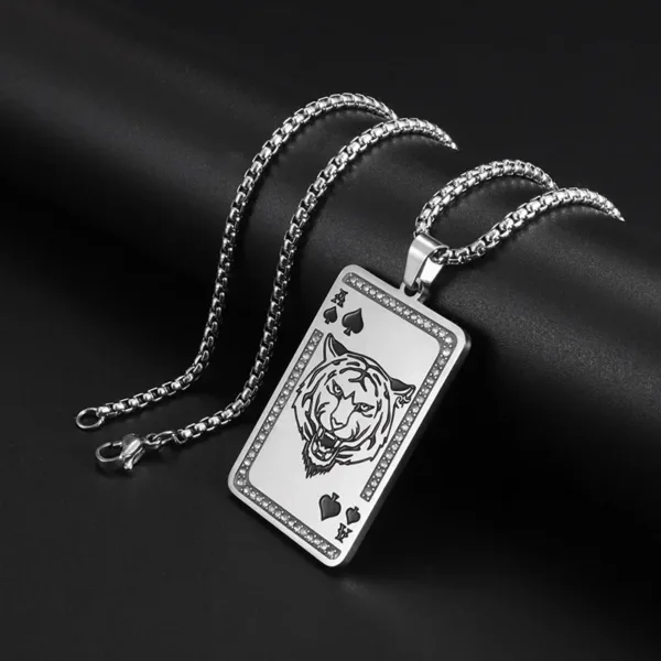 Iced Out Spades Playing Card Necklace for Men - Image 23